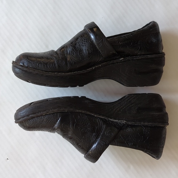 Bolo Etched Tooled Embossed Clog Wedge Nursing Shoes 9 Black - Picture 9 of 16